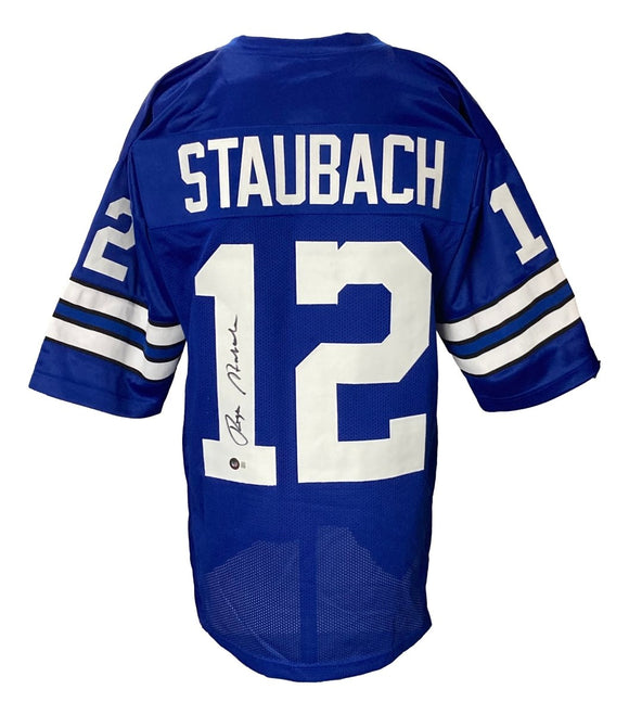 Roger Staubach Signed Custom Blue Pro - Style Football Jersey BAS ITP - Sports Integrity