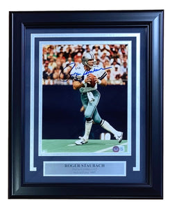 Roger Staubach Autographed and Framed Dallas Cowboys Jersey