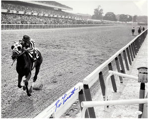 Ron Turcotte Signed 16x20 Secretariat 1973 Belmont Stakes Photo JSA