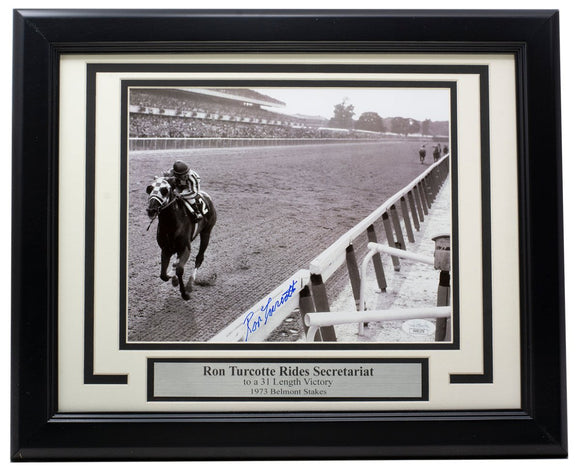 Ron Turcotte Signed Framed 8x10 1973 Belmont Stakes Photo JSA - Sports Integrity