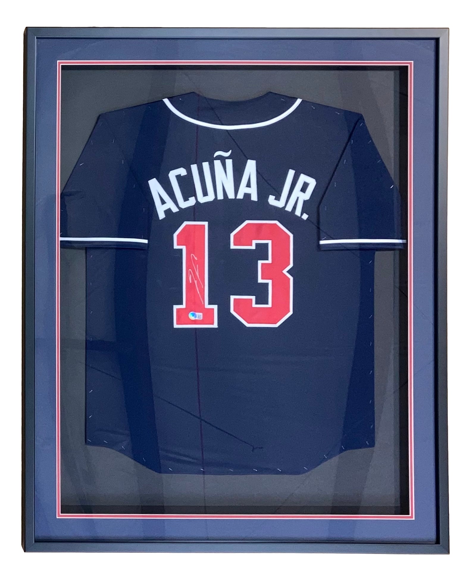 Ronald Acuna Jr Signed Custom Red Pro-Style Baseball Jersey JSA