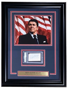 President Ronald Reagan Signed Framed Slabbed Signature Cut PSA/DNA - Sports Integrity