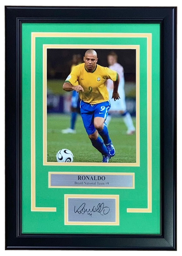 Ronaldo Framed 8x10 Brazil Soccer Photo w/ Laser Engraved Signature