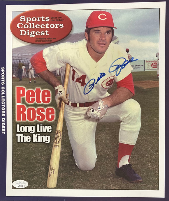 Pete Rose Signed Reds Majestic Baseball Jersey #4256 Inscribed JSA