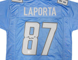 Sam LaPorta Detroit Signed Blue Football Jersey BAS ITP