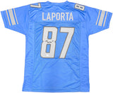 Sam LaPorta Detroit Signed Blue Football Jersey BAS ITP