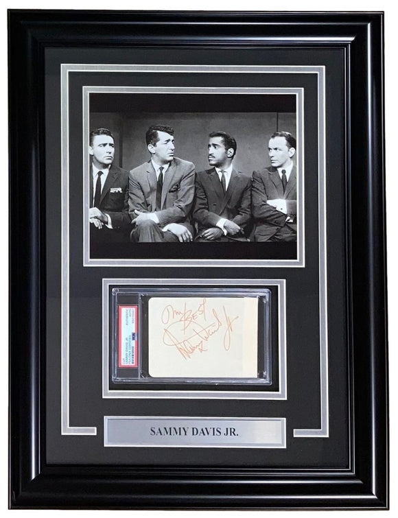 Sammy Davis Jr Signed Framed Slabbed Rat Pack Cut Signature PSA/DNA 85076491