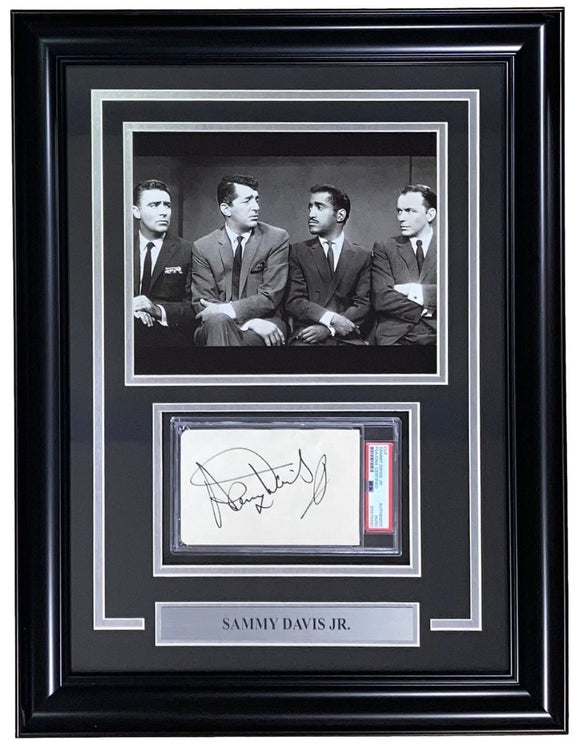 Sammy Davis Jr Signed Framed Slabbed Rat Pack Cut Signature PSA/DNA 85076493