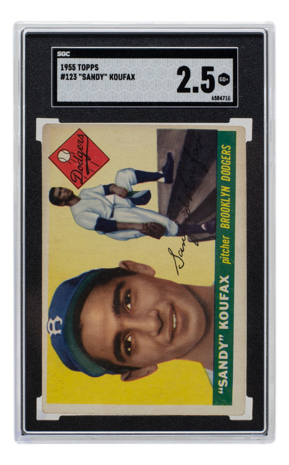 Sandy Koufax 1955 Topps #123 Brooklyn Dodgers Baseball Card SGC 2.5