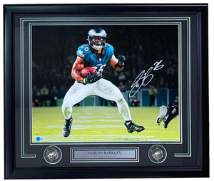 Saquon Barkley Signed Framed 16x20 Philadelphia Eagles Photo BAS ITP - Sports Integrity