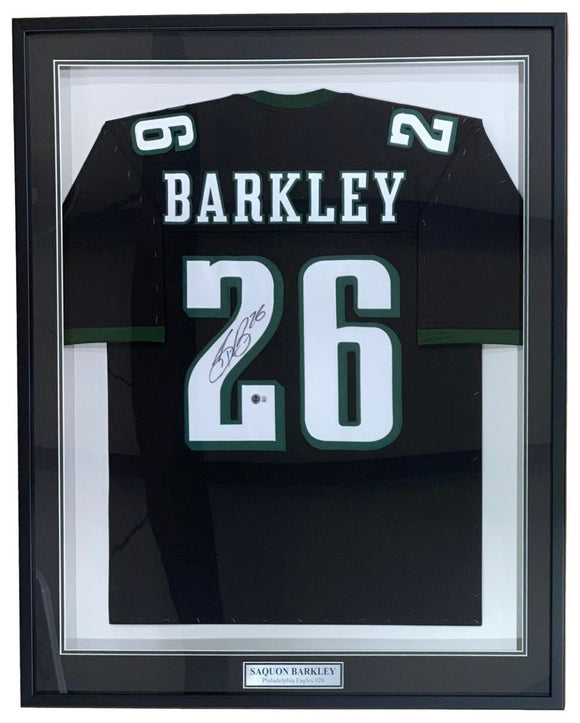 Saquon Barkley Philadelphia Signed Framed Black Football Jersey BAS ITP - Sports Integrity