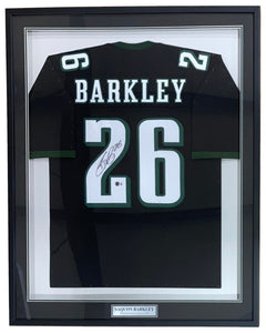 Saquon Barkley Philadelphia Signed Framed Black Football Jersey BAS ITP