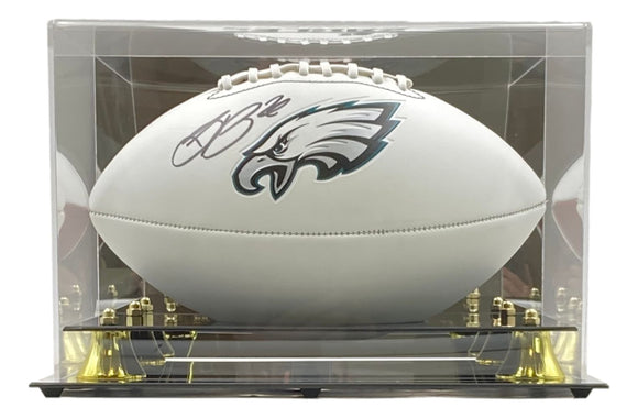 Saquon Barkley Signed Philadelphia Eagles Logo Football BAS w/ Case