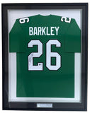 Saquon Barkley Philadelphia Signed Framed Kelly Green Football Jersey BAS ITP