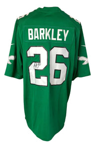 Saquon Barkley Signed Eagles Nike Kelly Green Game Replica Jersey BAS ITP - Sports Integrity