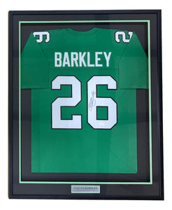 Saquon Barkley Philadelphia Signed Framed Kelly Green Football Jersey JSA - Sports Integrity