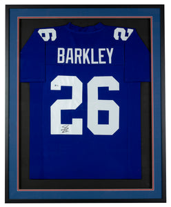 NY Giants Saquon Barkley Signed Framed Custom Blue Football Jersey BAS