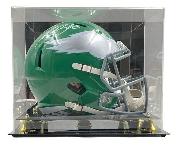 Saquon Barkley Signed Eagles FS Kelly Green Replica Speed Helmet BAS w/ Case