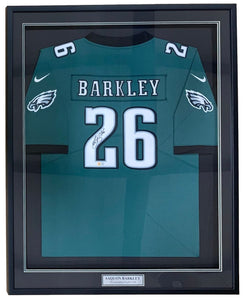 Saquon Barkley Signed Framed Philadelphia Green Replica Jersey BAS ITP