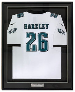 Saquon Barkley Signed Framed Philadelphia White Replica Jersey BAS ITP - Sports Integrity