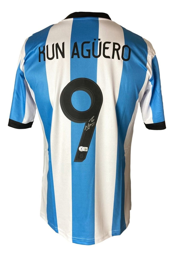 Sergio Aguero Manchester Signed Blue Soccer Jersey BAS - Sports Integrity