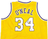 Shaquille O'Neal Los Angeles Signed Gold Basketball Jersey BAS