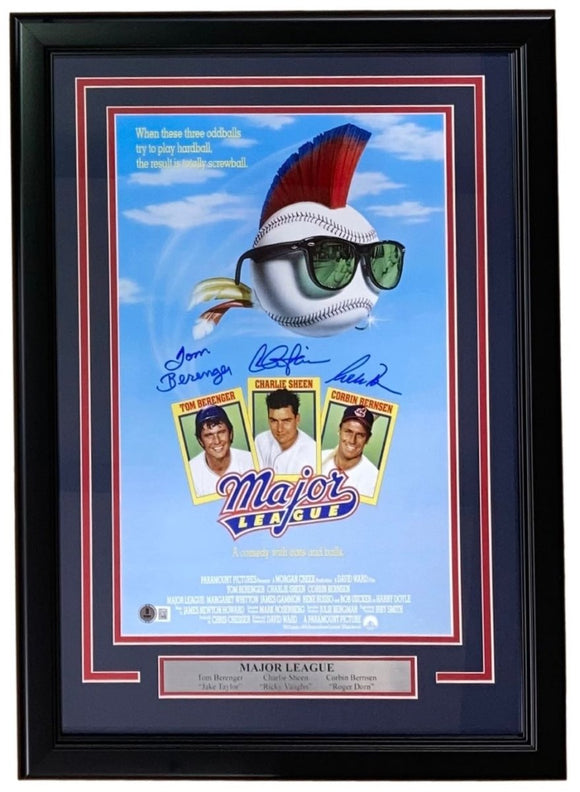 Sheen Bernsen Berenger Signed Framed 11x17 Major League Movie Poster Photo BAS - Sports Integrity