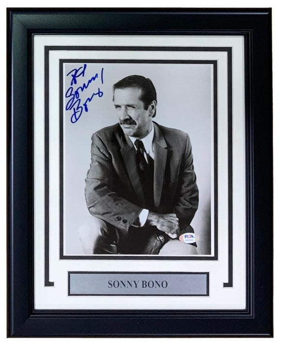 Sonny Bono Signed Framed 8x10 Photo PSA Hologram