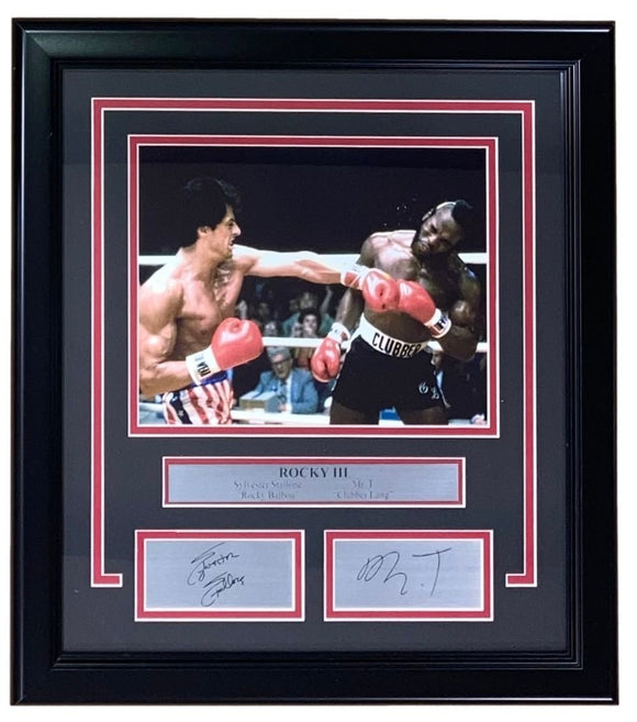 Stallone Mr. T Framed 8x10 Rocky vs Clubber Photo w/ Laser Engraved Signatures - Sports Integrity