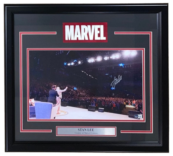 Stan Lee Signed Framed 12x18 Marvel Panoramic Photo BAS LOA