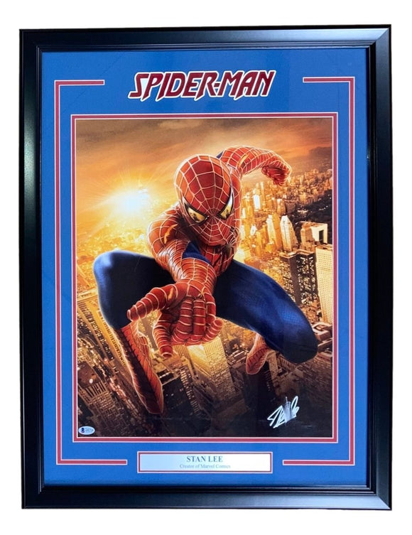 Stan Lee Signed Framed 16x20 Spiderman Photo BAS LOA - Sports Integrity