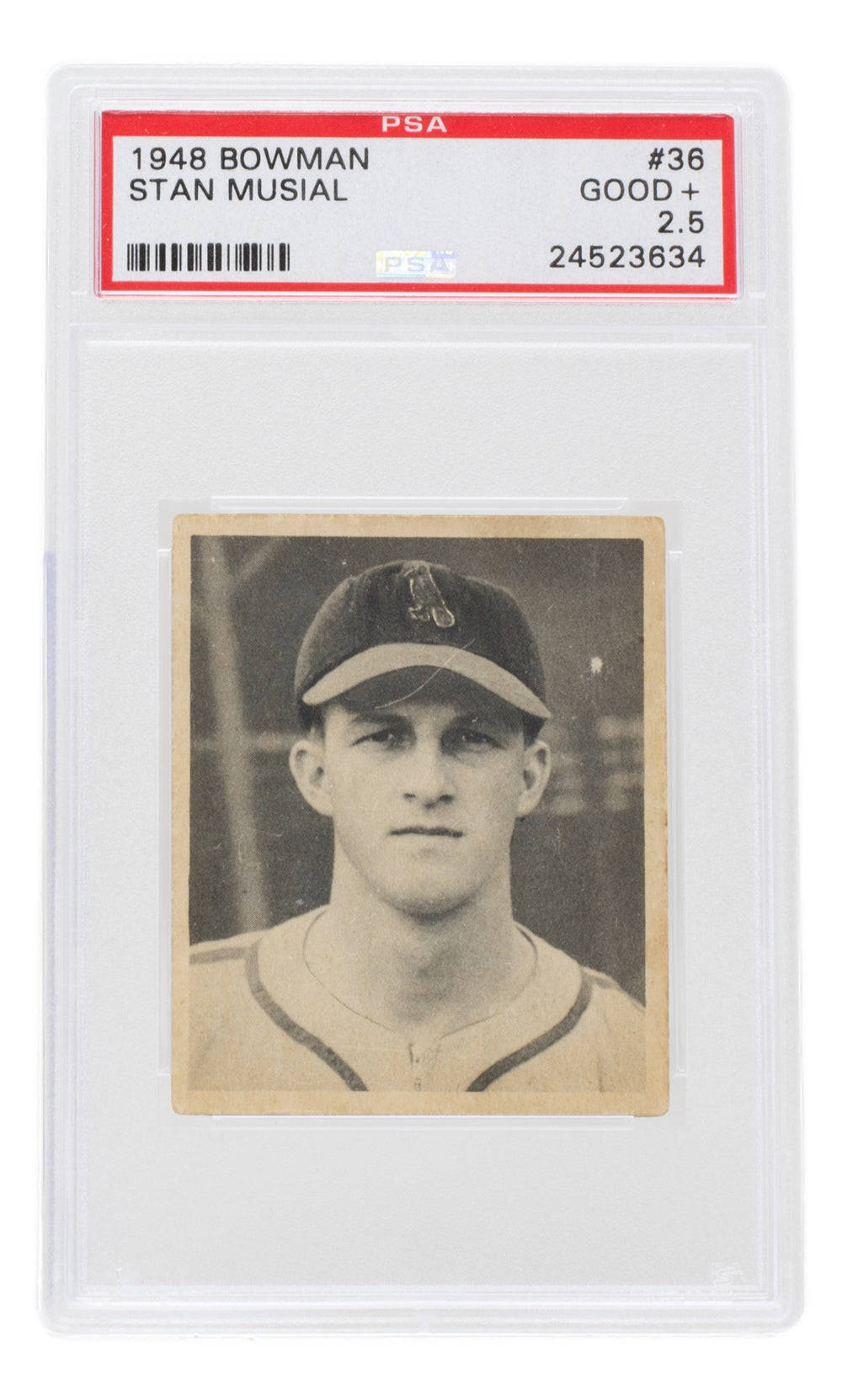 Stan Musial 1948 Bowman #36 Cardinals Baseball Card PSA Good + 2.5