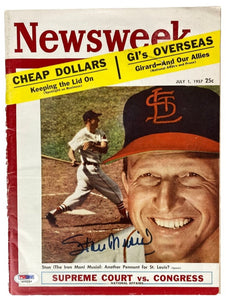 Stan Musial St. Louis Cardinals Signed 1957 Newsweek Magazine PSA Hologram - Sports Integrity