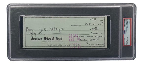 Stan Musial St. Louis Cardinals Signed Bank Check PSA/DNA 85025582 - Sports Integrity