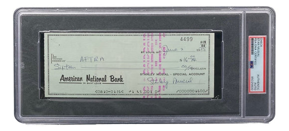 Stan Musial St. Louis Cardinals Signed Bank Check PSA/DNA 85025600 - Sports Integrity