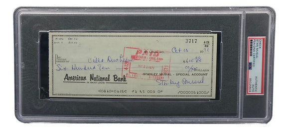 Stan Musial St. Louis Cardinals Signed Bank Check PSA/DNA 85025604 - Sports Integrity