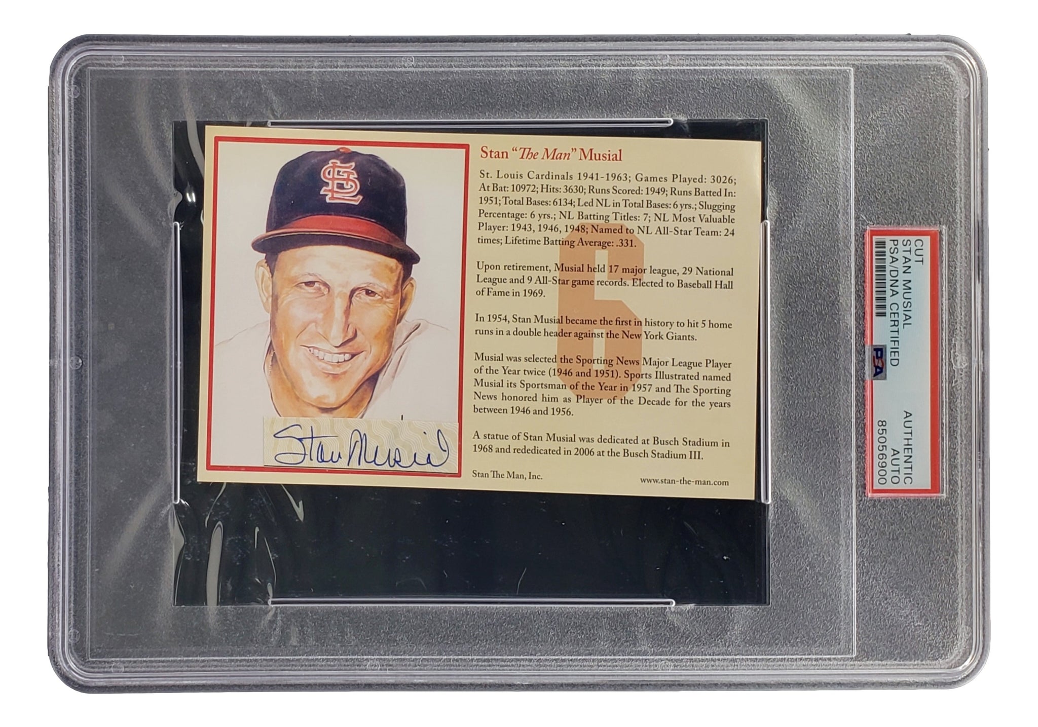 Stan Musial Signed Slabbed 4x6 St. Louis Cardinals Postcard PSA/DNA –  Sports Integrity