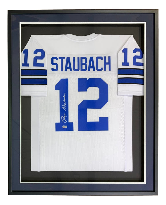 Roger Staubach Autographed and Framed Dallas Cowboys Jersey