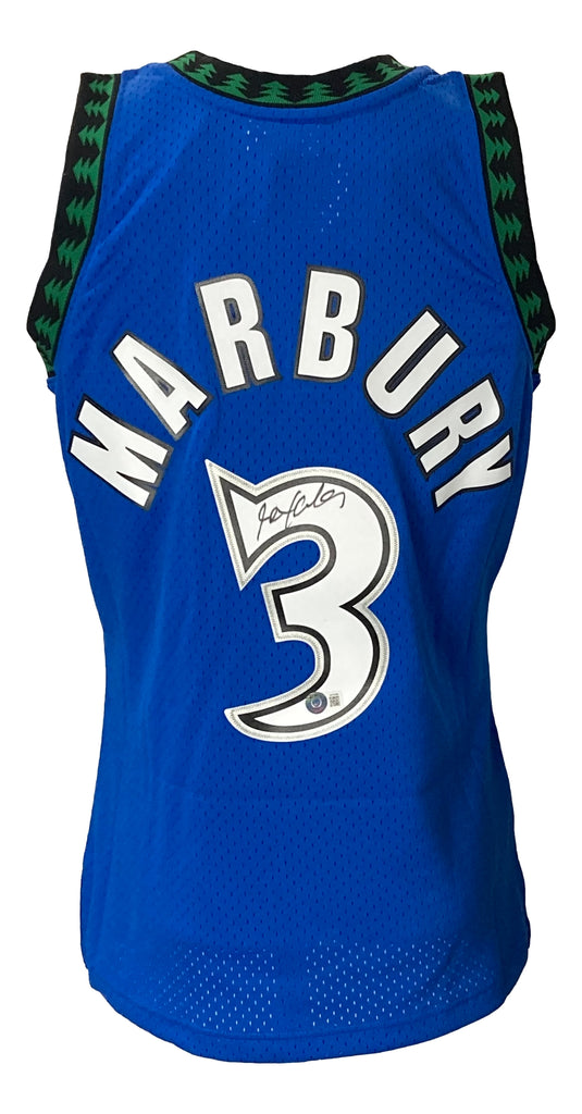 Minnesota Timberwolves Stephon Marbury Signed Pro Style Black Jersey BAS  Authenticated