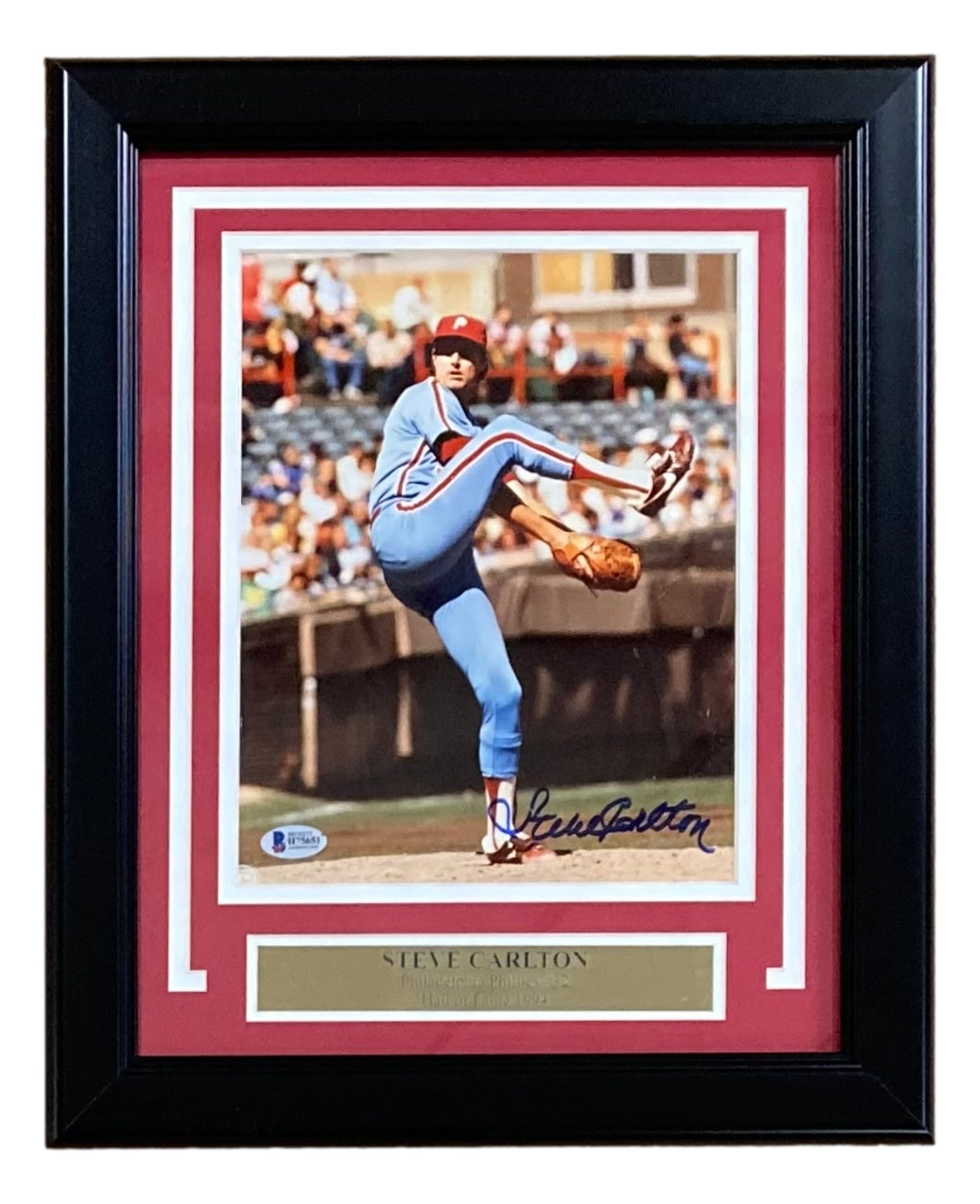 Steve Carlton Signed Phillies Custom Framed Photo Display with