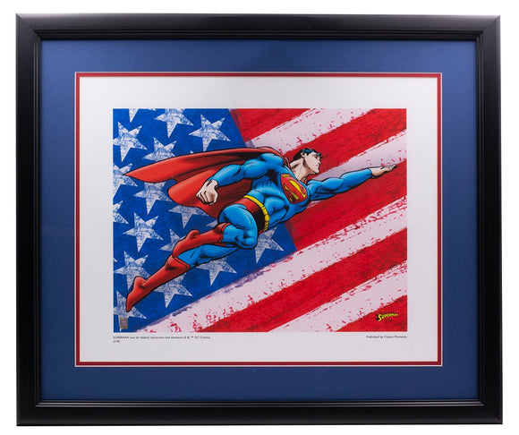 Superman Flag 12x16 Framed DC Comic Limited Edition Giclee - Sports Integrity