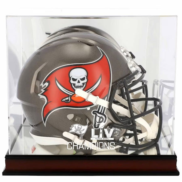 Tampa Bay Buccaneers Mahogany SB LV Champs Helmet Display Case - Sports Integrity