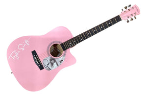 Taylor Swift Signed 41" Tortured Poets Department Pink Acoustic Guitar PSA Holo - Sports Integrity