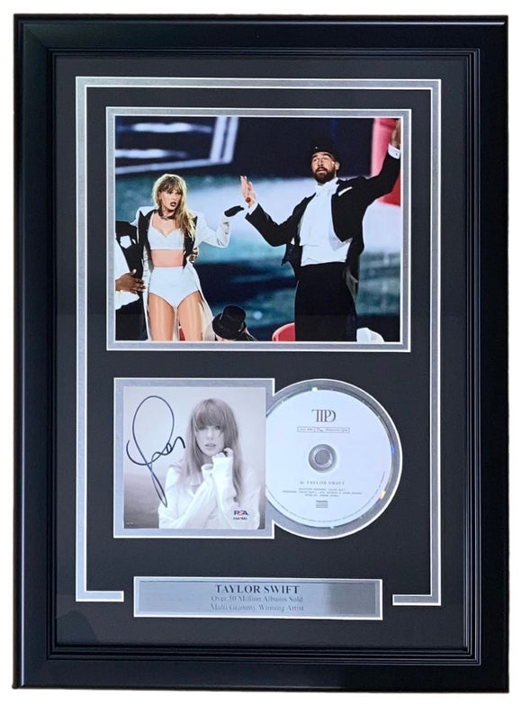 Taylor Swift Signed Framed TTPD CD Insert w/ 8x10 Travis Kelce Photo PSA/DNA