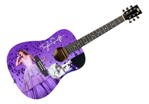 Taylor Swift Signed 41" Eras Purple Graphic Acoustic Guitar 3 JSA - Sports Integrity