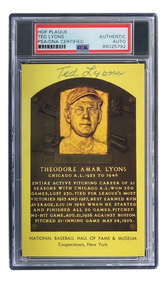 Ted Lyons Signed 4x6 Chicago White Sox HOF Plaque Card PSA/DNA 85025792 - Sports Integrity