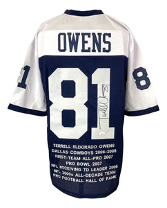 Terrell Owens Dallas Signed Blue Stat Football Jersey JSA ITP - Sports Integrity