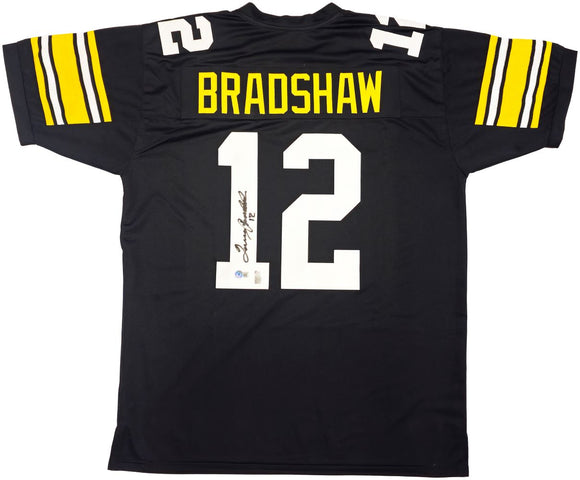 Terry Bradshaw Pittsburgh Signed Black Football Jersey BAS