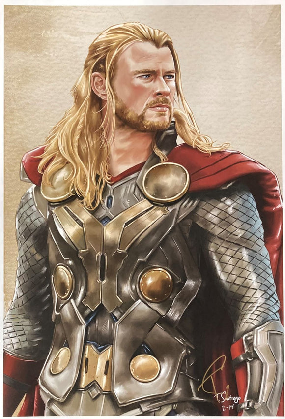 Chris Hemsworth 13x19 Thor Lithograph Signed by Tony Santiago