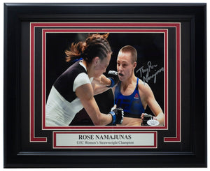 Thug Rose Namajunas Signed Framed 8x10 UFC Photo vs Michelle Waterson JSA - Sports Integrity